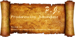 Prodanovics Jukundusz névjegykártya